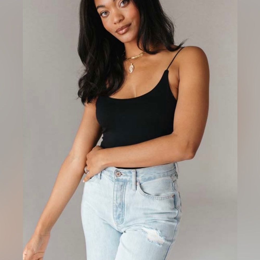 NWT—Bianca Spaghetti Strap Bodysuit, Black, size SM/MED— New!